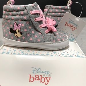NIB Disney Minnie Mouse Baby Soft Sole Hi-Top Sneaker INFANT SIZE 9-12M